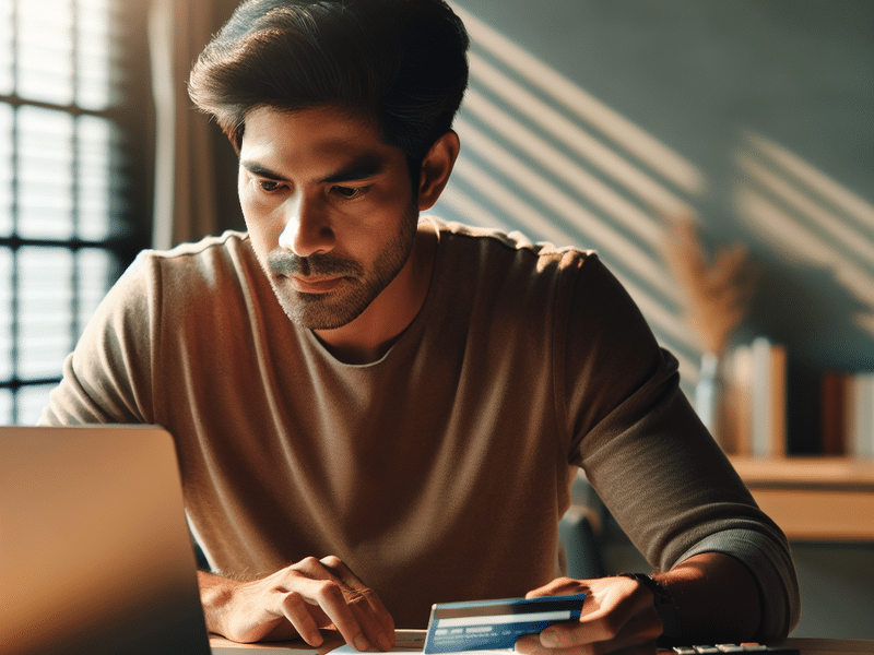 Person reviewing credit report