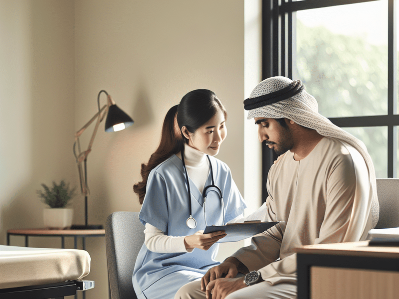 Healthcare worker assisting patient