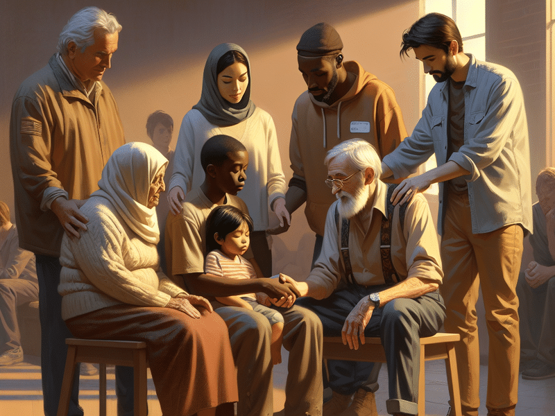 Social worker assisting community members