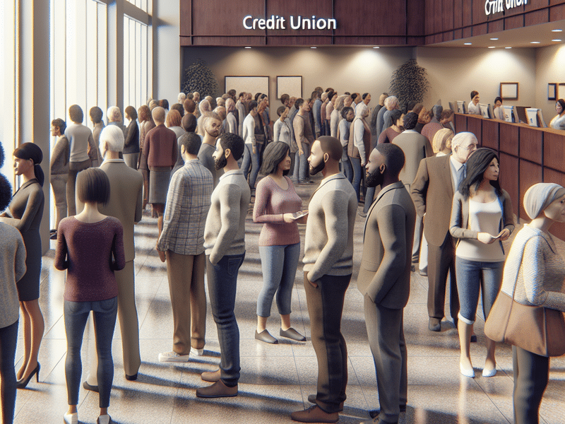 People waiting at a credit union