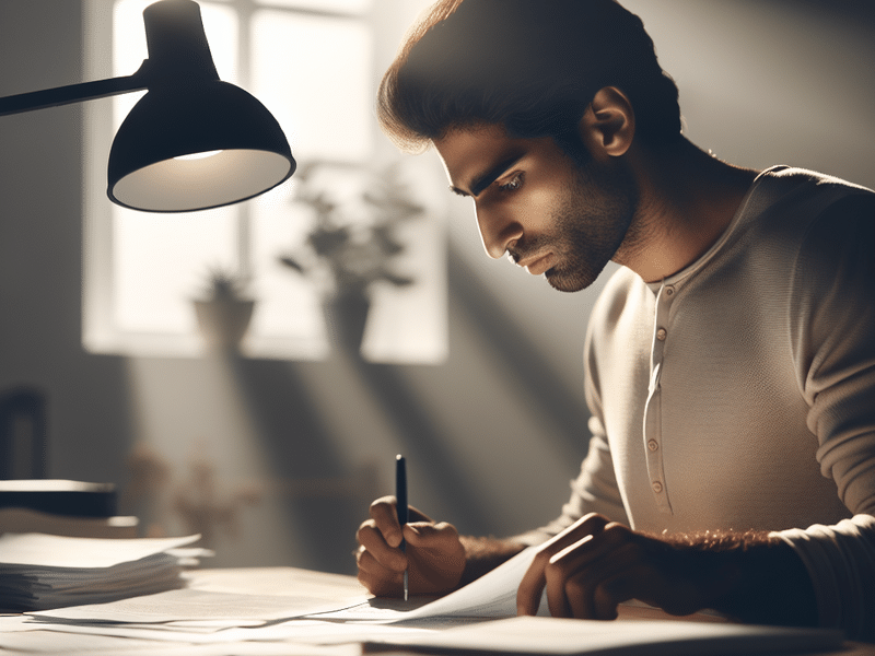 Person reviewing loan documents