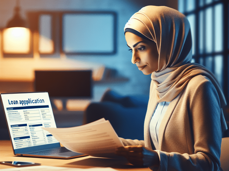 Person reviewing loan application online