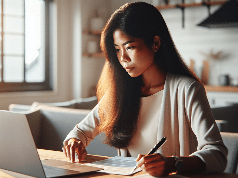 Person reviewing loan application online