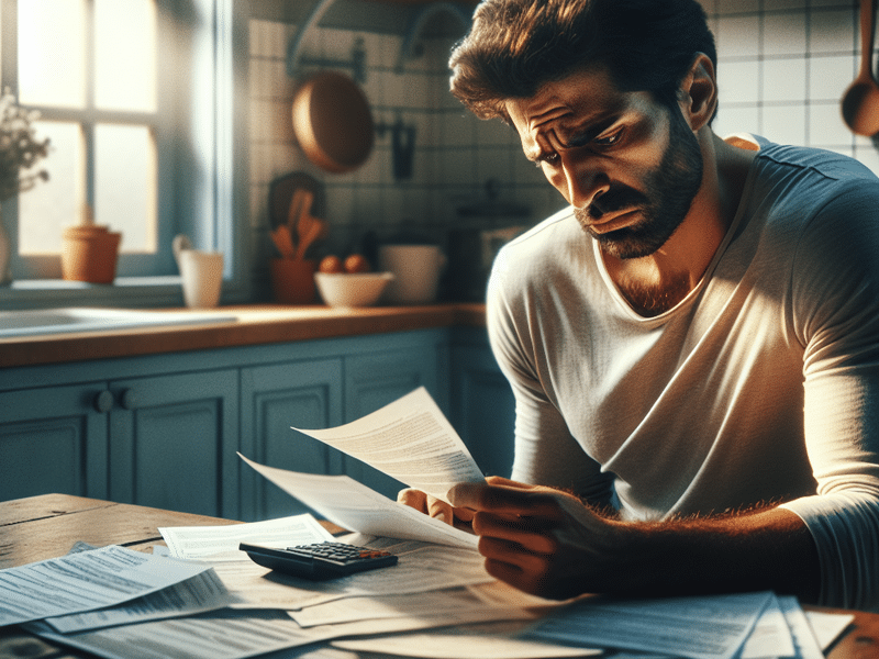 Person reviewing urgent bills