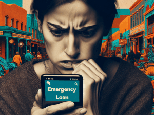 a stressed individual checking their phone